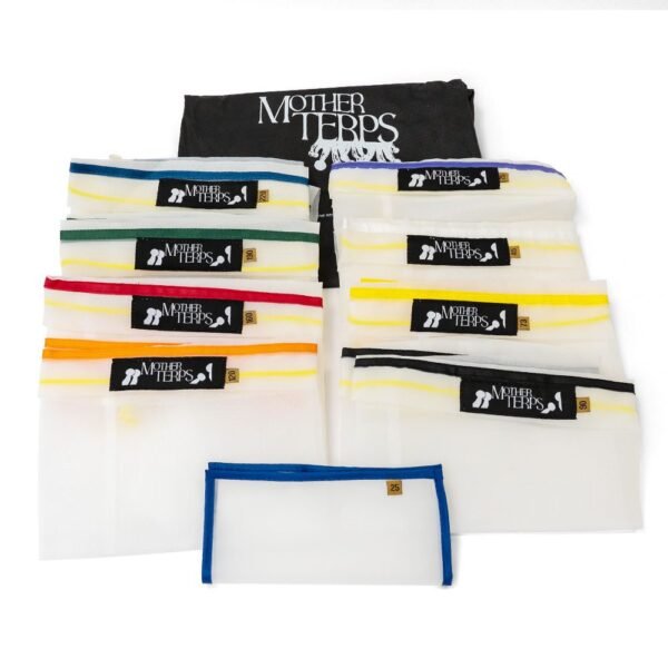 Mother Terps Bubble Bags 220, 190, 160, 120, 90, 73, 45, 25  Micron 5 Gallon or 19 Litres Full mesh trichome extraction wash bag. 8 Bag Sets
